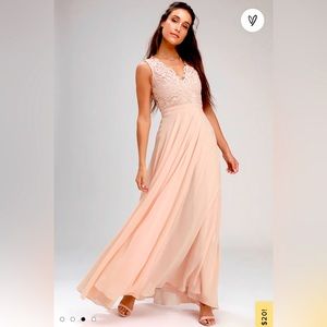 Lulus Do Re Mi Blush Pink Lace Backless Maxi Dress - S, NWT